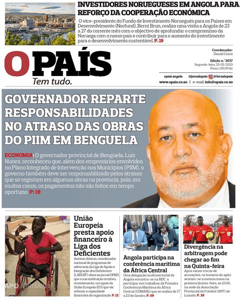 O País 23 jan 2023 Jornais e Revistas SAPO pt Última hora e