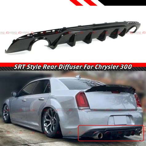 For Chrysler Glossy Black Dual Exhaust Shark Fins Rear Bumper