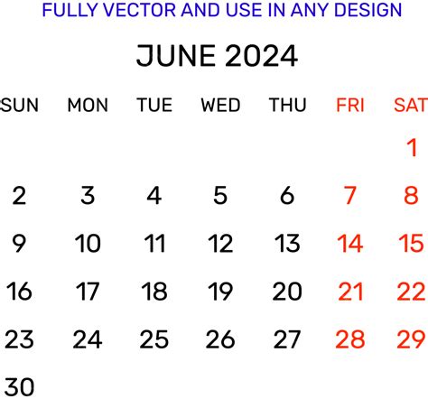 Dise O De Elementos De Fecha Del Calendario Del Mes De Junio De