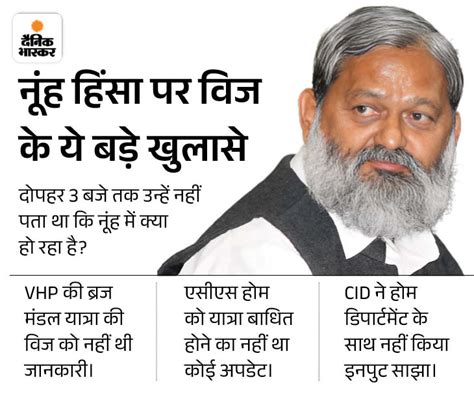 Haryana Nuh Violence Update Home Minister Anil Vij Big Revelations Cm