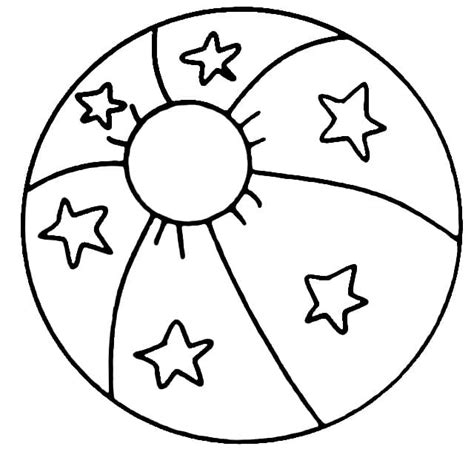 Beach Ball Coloring Page Easy Drawing Guides Off