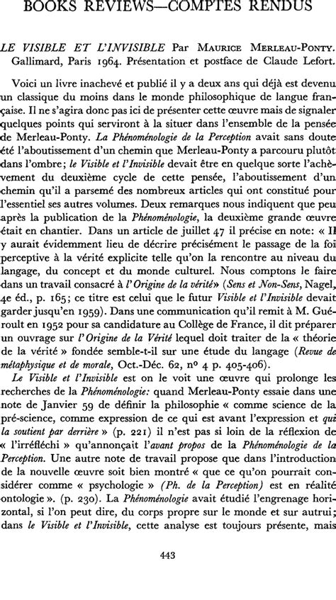 Merleau Ponty Le Visible Et L Invisible Pdf