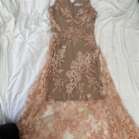 Formal Nude Floral Dress Perfect For Wedding Depop
