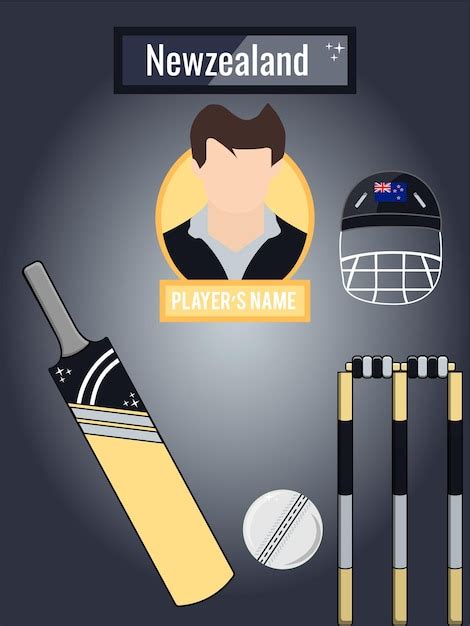 Premium Vector Cricket Icons Set For Team New Zealand