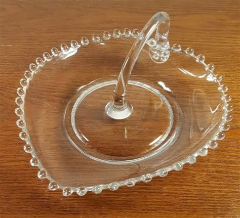 Vintage Imperial Candlewick Heart Shaped Bowltray W Applied Handle 6 Ebay