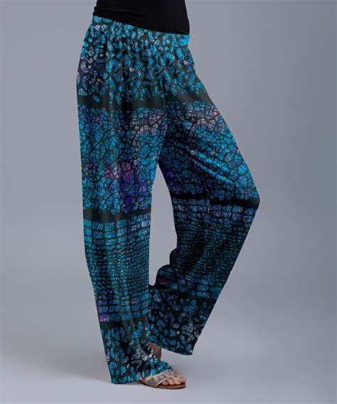 Lily Blue And Black Mosaic Palazzo Pants Women And Plus Zulily Womens Palazzo Pants Pants For