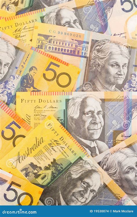 Australian Currency 50 Banknotes Background Stock Photo Image Of