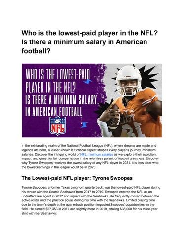 Who is the lowest-paid player in the NFL? Is there a minimum salary in ...