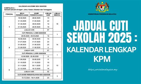 Jadual Cuti Sekolah 2025 Kalendar Lengkap Kpm Portal Bantuan