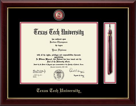 Texas Tech University Tassel Masterpiece Medallion Edition Diploma