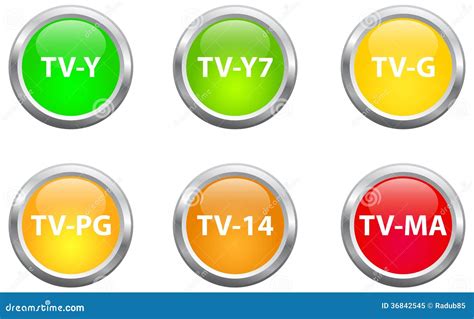 Television Parental Guidelines Buttons Stock Vector Illustration Of