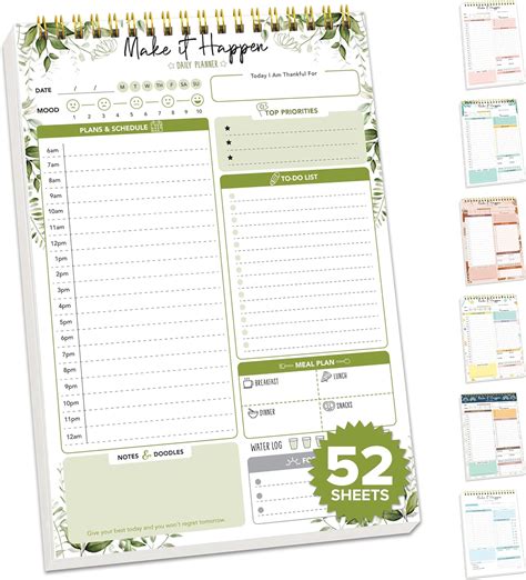 Amazon Decorably Daily Planner Pad Detailed 52 Sheets Daily