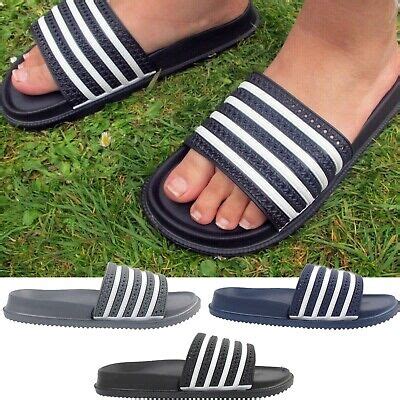 Boys Sliders Kids Stripe Children Summer Flip Flops Slides Sandals ...