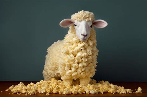 Premium Photo There Is A Sheep That Is Made Of Cheese On A Table