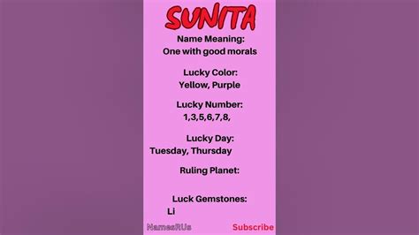 Sunita Name Meaning Shorts Youtubeshorts Shortsvideo Youtube