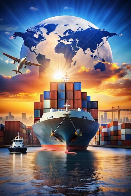 Global Business Logistics Import Export Background And Container Cargo