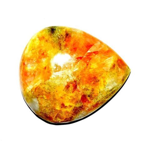 An Orange And Yellow Stone Is Shown Against A White Background In This