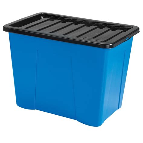 80L PLASTIC STORAGE BOX - BLUE | Poundstretcher