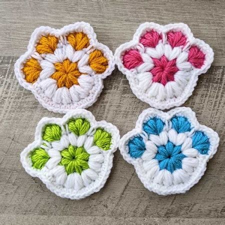 Ads-Free Crochet Paw Print Coaster Pattern - Crochet Bits