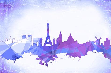 Blue Purple Paris Skyline Digital Art by Alex Antoine - Fine Art America