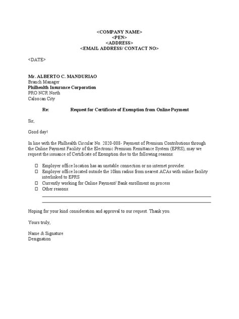 Sample Template For Exemption Certificate | PDF