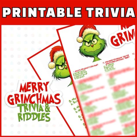 Grinch Trivia Printable - Etsy