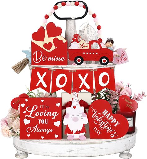 Amazon Amyhill Pieces Valentine S Day Tiered Tray Decor Set