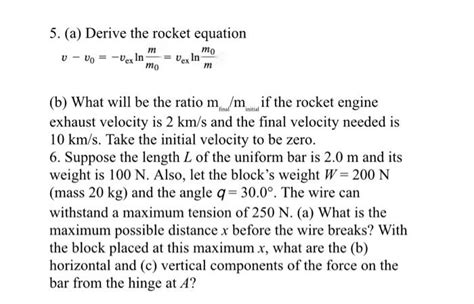 Solved 5. (a) Derive the rocket equation | Chegg.com