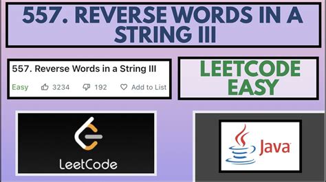 Leetcode Reverse Words In A String Iii Easy Java Solution