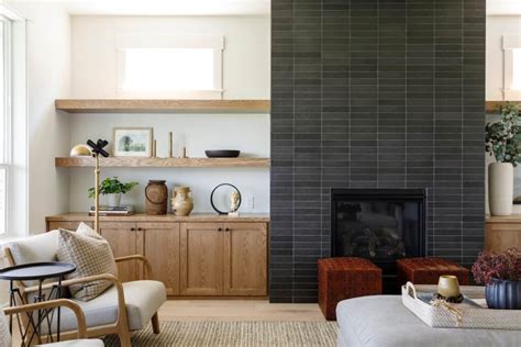 Black Tile Fireplace Wall - Soul & Lane