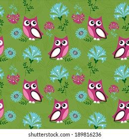 Seamless Tileable Vector Owl Background Pattern Stock Vector Royalty