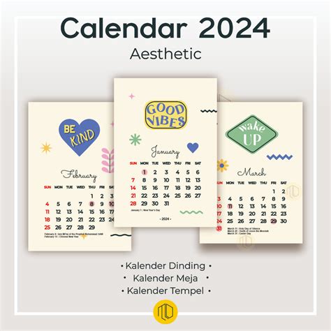 2024 Calendaraesthetic Sitting Calendar 20242024 Spiral Calendar2024