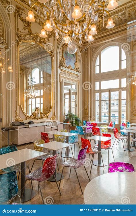 Paris, France, March 28 2017: Interior View of the Cafe Restaurant ...