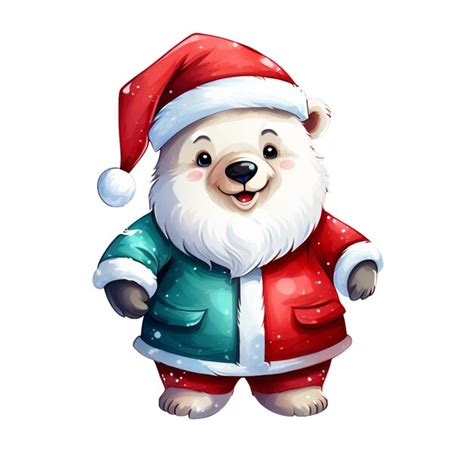 Premium Photo A Cute Polar Bear Wearing Santa Claus