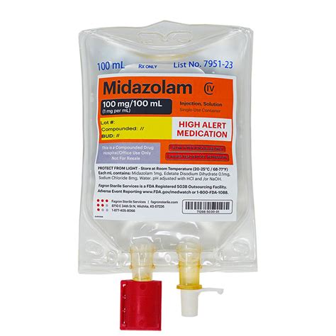 Midazolam Injection Mg Ml Mg Ml In A Ml Bag