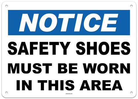 Notice Safety Shoes Must Be Worn In This Area Sign