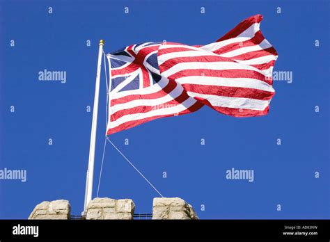 The Grand Union flag unofficial first American flag flying on Prospect Hill Somerville ...