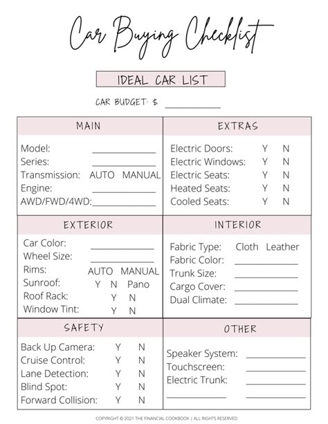 Free Car Buying Checklist and Comparison Scorecard Download | Checklists