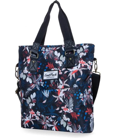 Czarna Torba Damska W Kwiaty Shopper Coolpack Ocean Garden Amber