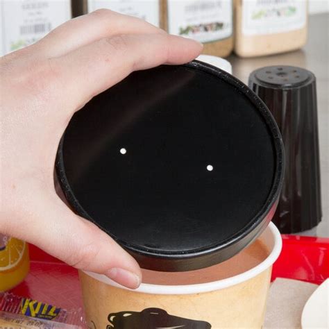 Choice 6 16 Oz Black Paper Soup Hot Food Cup Vented Lid 1000 Case
