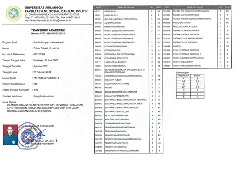 Ijazah Transkrip Nilai S1 HI Indo Eng PPT