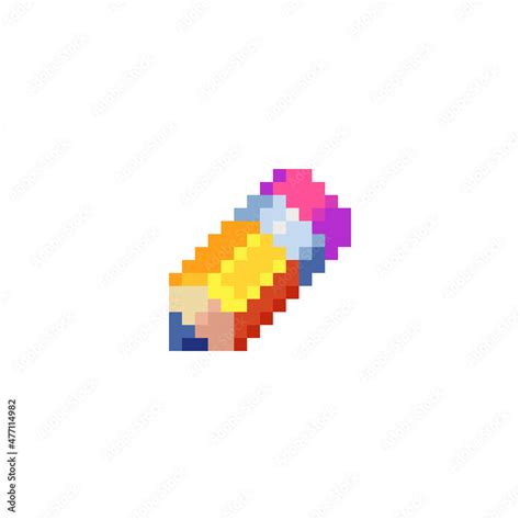 Vecteur Stock Pencil Pixel Art Icon Isolated Vector Illustration