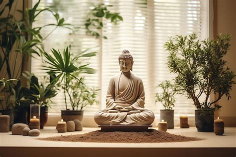 Premium Photo Backdrop Of Zen Garden Room Sand Garden Bonsai Tree