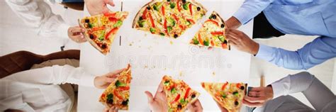 Friends Eating Pizza stock photo. Image of birthday - 279241588