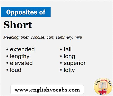 Opposite Of Short What Is Opposite Antonym Word Short English Vocabs