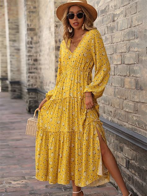 Long Sleeve Autumn Women Maxi Dress Floral Boho Fall Dresses Etsy UK