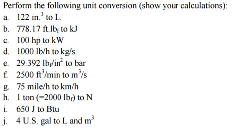 Solved Perform the following unit conversion (show your | Chegg.com