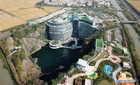 Earth Scraper Hotel To Open In Shanghais Unused Quarry Xinhua