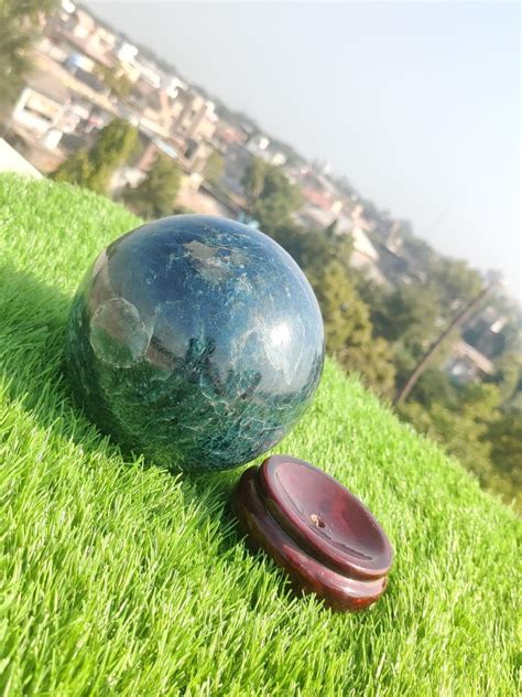 Orbe De Bola De Esfera De Piedra De Apatita Verde Mm Etsy Espa A