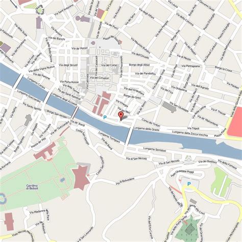 A Map With A Red Marker In The Middle Of It And Buildings On Both Sides